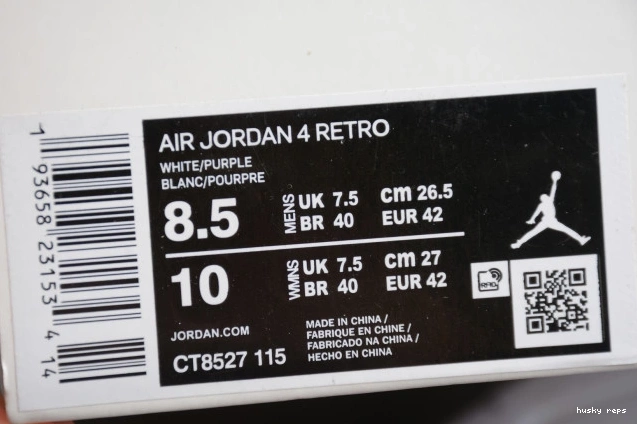 Rep Husky Air 4 CT8527-115 Purple Jordan Court 0825